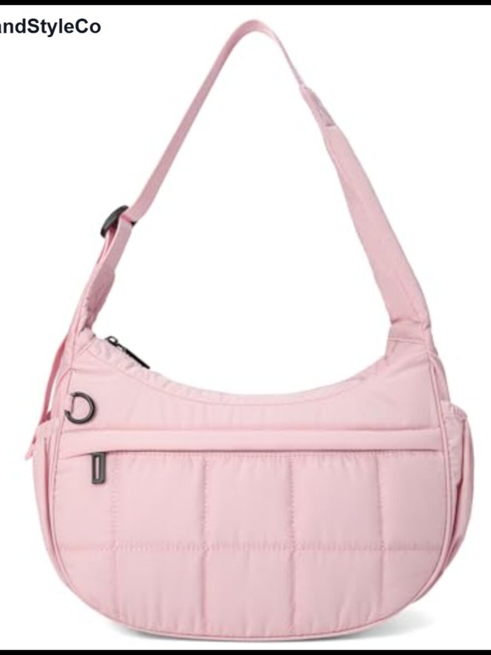 Women's Quilted Nylon Puffer Crescent Crossbody Bag with Adjustable Strap,